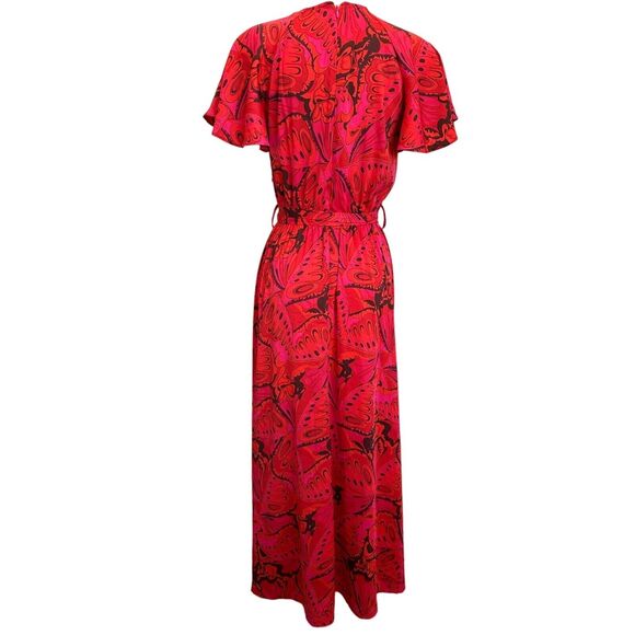 Derek Lam 10 Crosby Red Print Belted Waist Long Avant Garde Dress NWOT 2 $550 - Picture 3 of 4